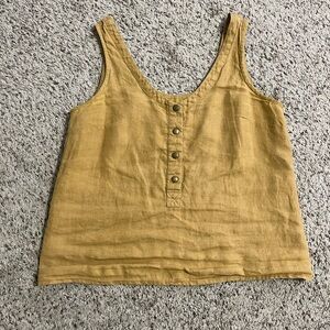NotPERFECTLinen Porto tank with snaps in amber yellow